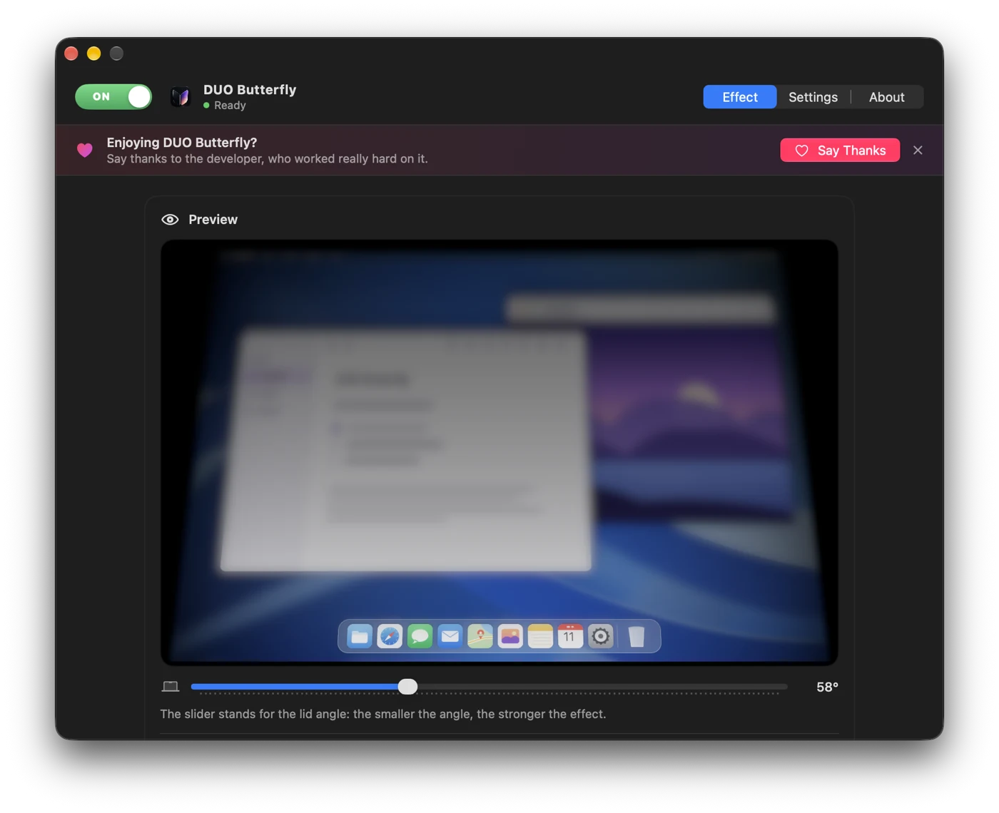 DUO Butterfly application window